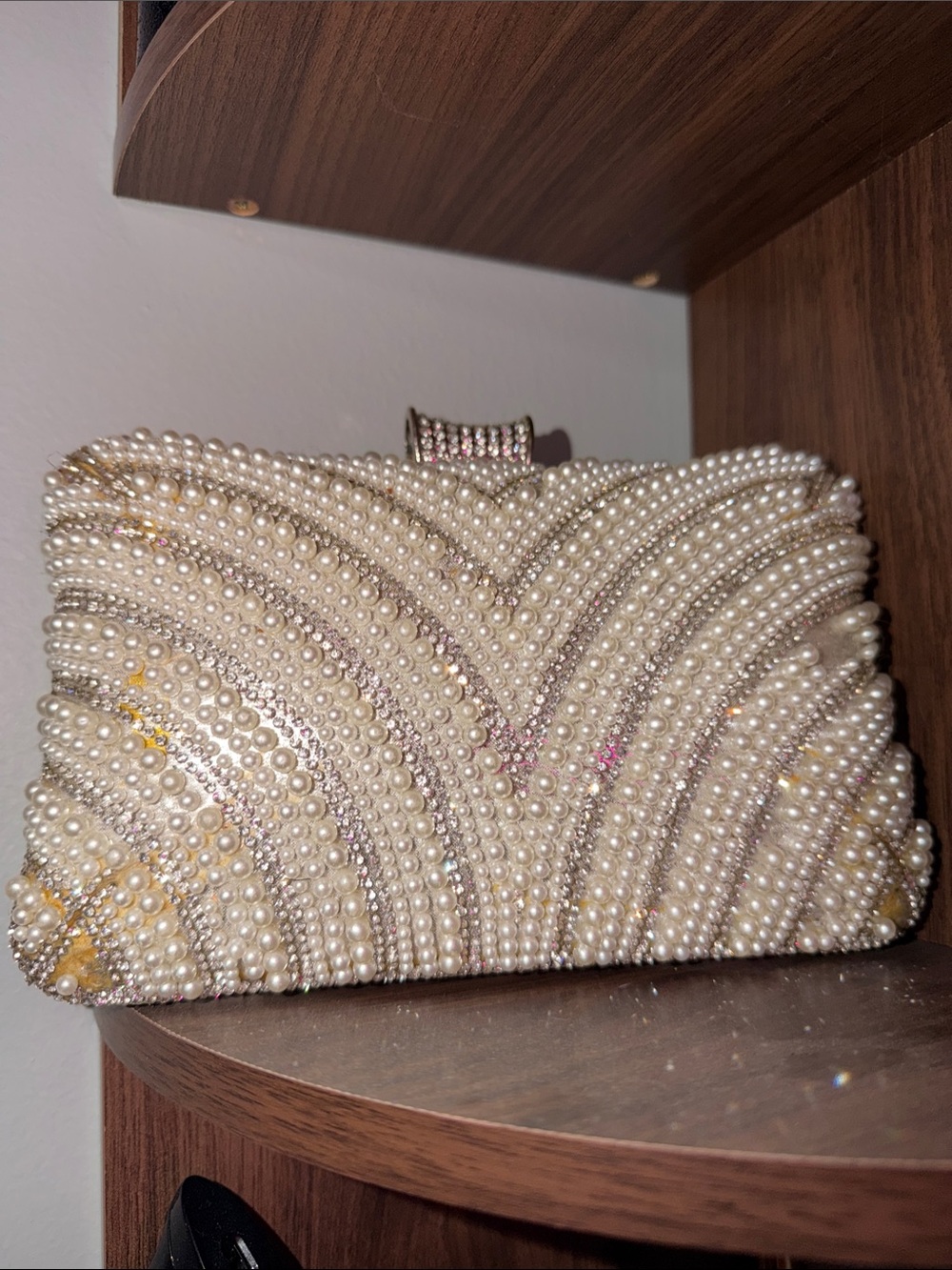 Pearl Beaded Evening Clutch - Ivory